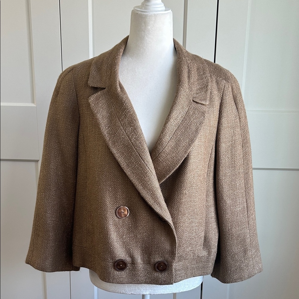 Talbots Women's Tan Double-Breasted Jacket | 14